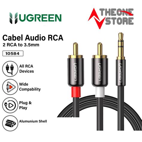 Jual Ugreen Kabel Audio Splitter Aux 3 5mm Male To 2 RCA Stereo Speaker