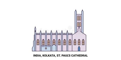 India Kolkata Victoria Memorial Travel Landmark Vector Illustration