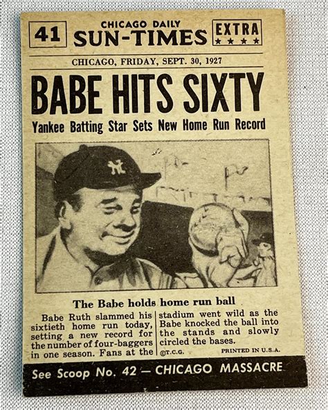 Lot 1954 Topps Scoop 41 Babe Ruth Sets Record