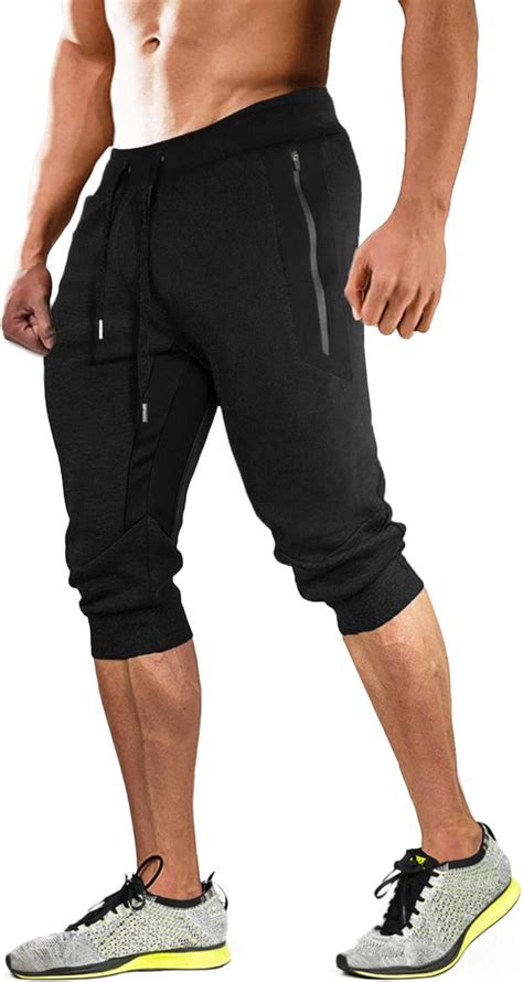 Amazon Magcomsen Men S Joggers Capri Pants With Zipper Pockets