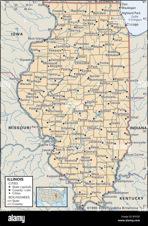 Political Map Of Illinois Stock Photo Alamy