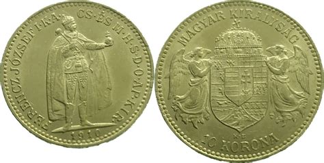 Hungary 10 Korona 1910 Franz Joseph I Gold UNC Uncirculated MA Shops