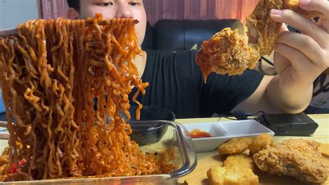 Extreme Spicy Nuclear Fire Noodles Fried Chicken Asmr Mukbang Youtube