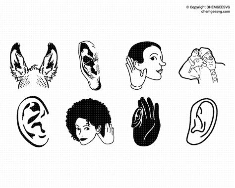 Ear Cut Files For Silhouette Hearing Svg Ear Outline Svg Ear Files For