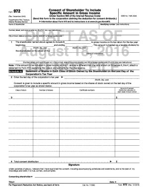 Fillable Online Ftp Irs Form 972 Rev December 2016 Consent Of