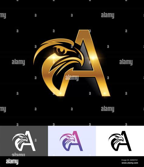 A Vector Illustration Set Of Golden Eagle Monogram Initial Letter A