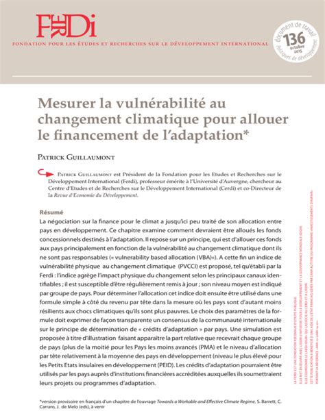 Mesurer la vulnérabilité au changement climatique pour