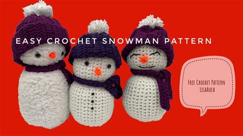 FAST EASY How To Crochet A Snowman Pattern FREE LisaAuch Crochet