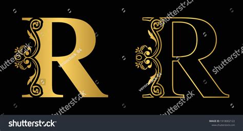 Gold Letter R Vintage Golden Flower Stock Vector Royalty Free