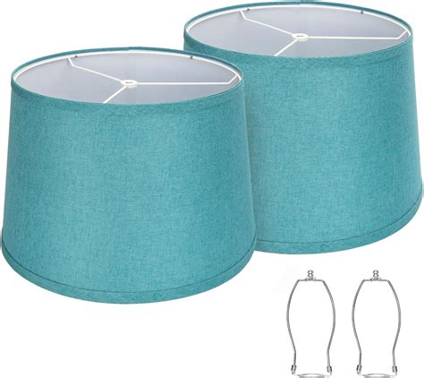 Sydnee Satin Teal Blue Medium Drum Lamp Shade 14 Top X 16 Bottom X 11 High Spider