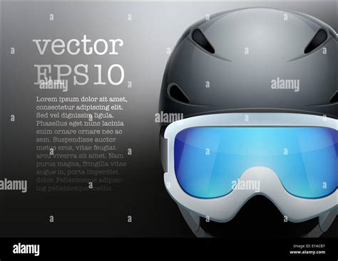 Background Of Classic Ski Helmet And Snowboard Goggles Vector Isolated