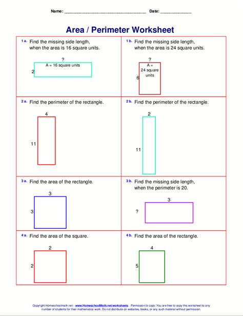 Finding The Area And Perimeter Worksheets