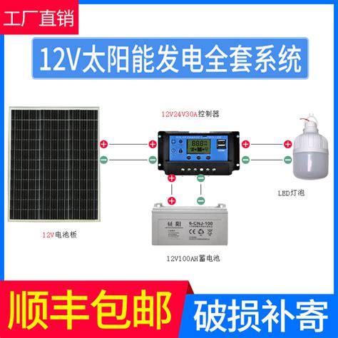 太阳能电池板100w瓦12v家用摄像头球机光伏发电系统太阳能充电板虎窝淘