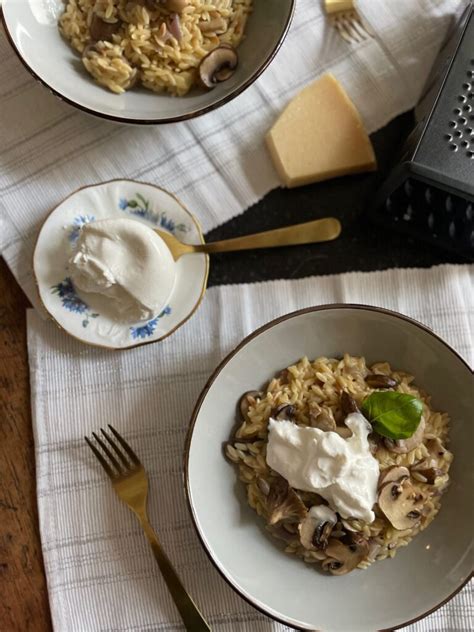 Risotto Van Orzo Met Paddenstoelen En Burrata Foodinista