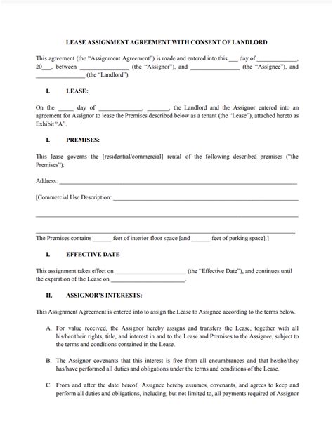 Lease Assignment Agreement Templates Samples