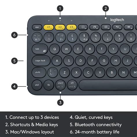 Logitech K Multi Device Bluetooth Wireless Keyboard Easy Switch