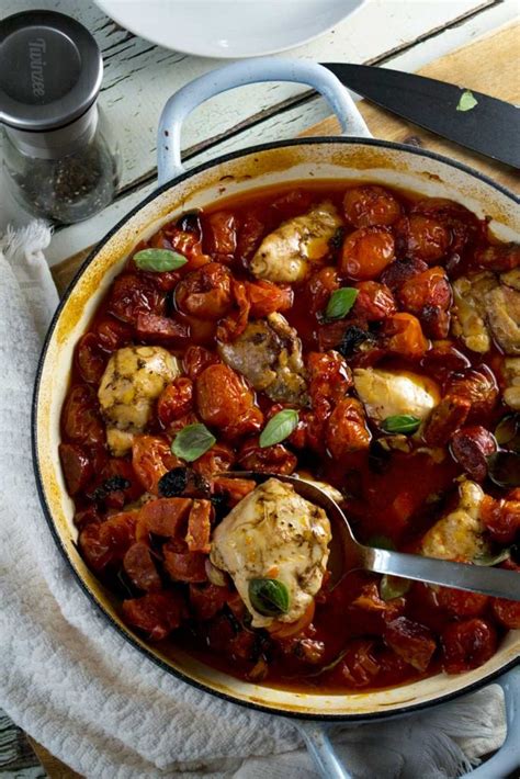 One Pan Chicken And Chorizo With Cherry Tomatoes Scrummy Lane