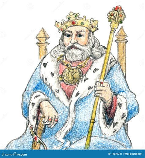 Medieval King Sitting On A Throne Bw Vector Illustration