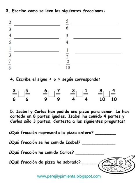 Fracciones 4º Primaria T6 Fracciones Para Primaria Fracciones Ejercicios De Fracciones