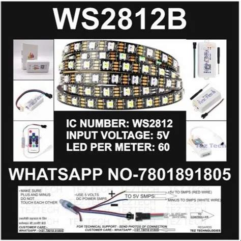 Color Changing Plastic Ws2812b Addressable Neopixel LED Strip 60 LED