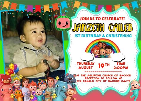 Cocomelon Invitation Card Design For Birthday And Christening Birthday