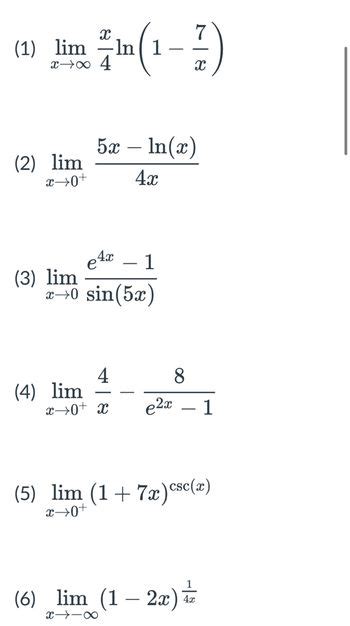 Answered X Lim In Xx 4 Lim X→0 5x Lnx 4x E Bartleby