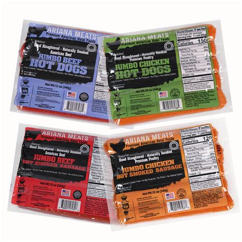 Variety Pack Jumbo Beef Chicken Franks And Hot Smoked Sausage Ariana Meats