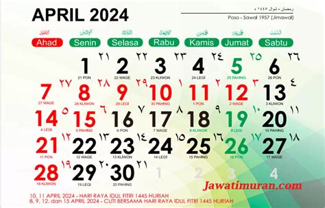 Kalender Jawa April Lengkap Weton Dan Wuku Untuk Menentukan Hari