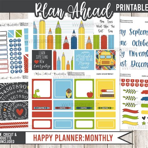 Printable Planner Sticker Monthly Etsy