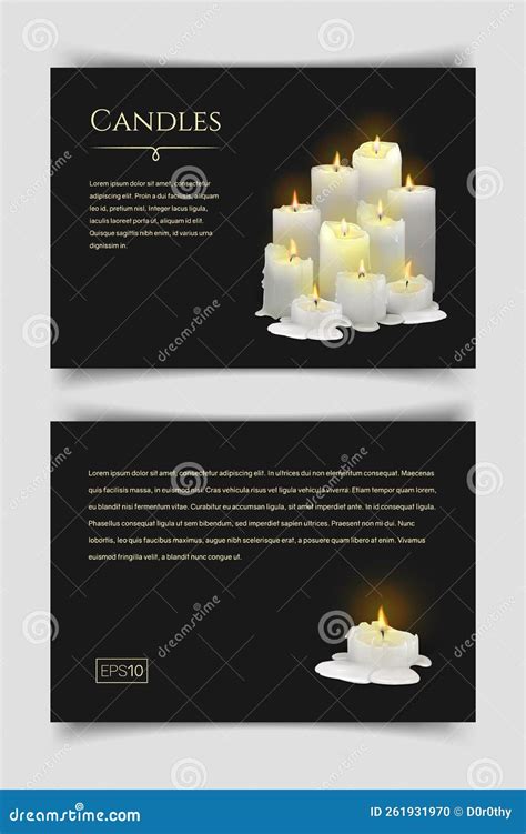 Banner With Realistic Burning White Candles On A Black Background Stock