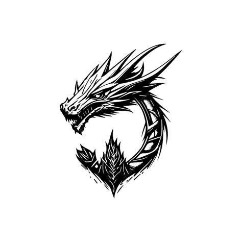 Premium Vector Dragon Head Sketch Black And White Vector Illustration Isolated On White Background