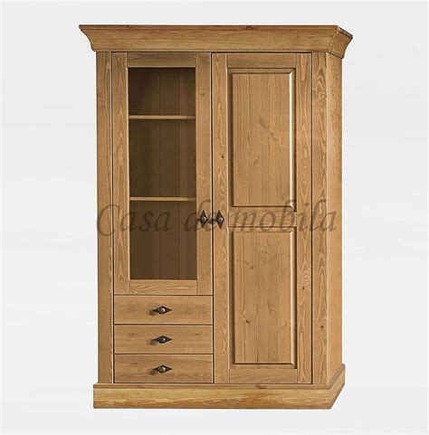 Vitrinenschrank 108x163x45cm BERGEN Kiefer massiv gelaugt geölt Casa