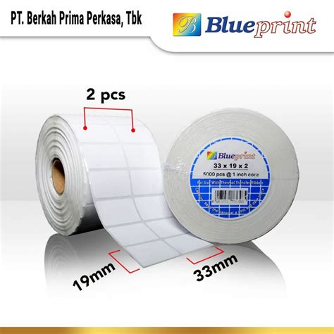 Jual Semi Coated Sticker Label Barcode Blueprint X Mm Line