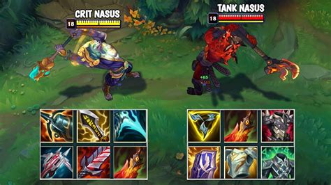 Crit Nasus Vs Ad Tank Nasus Full Build Fights Best Moments Youtube