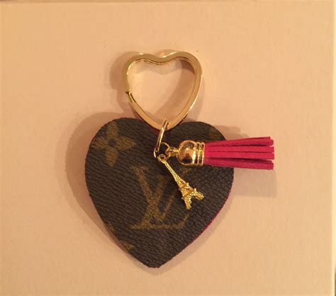 Heart shaped keychain upcylced from authentic Louis Vuitton