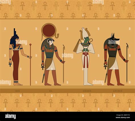 Illustrationen der Götter des alten Ägypten ISIS Ra Osiris und