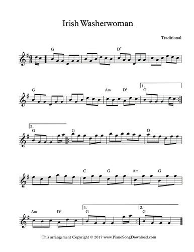 Irish Washerwoman Free Pdf Lead Sheet For St Patricks Day