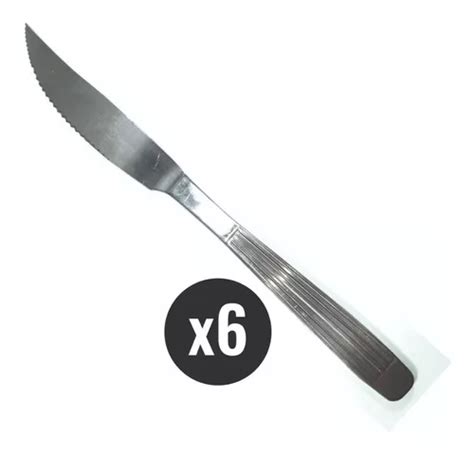 Cubierto Rayado X6 Cuchillo Carne Acero Inoxidable