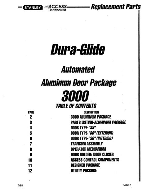 Repuestos Stanley Dura Glide 3000 Series Replacement Parts Guide Pdf