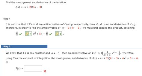 Solved Find The Most General Antiderivative Of The Function