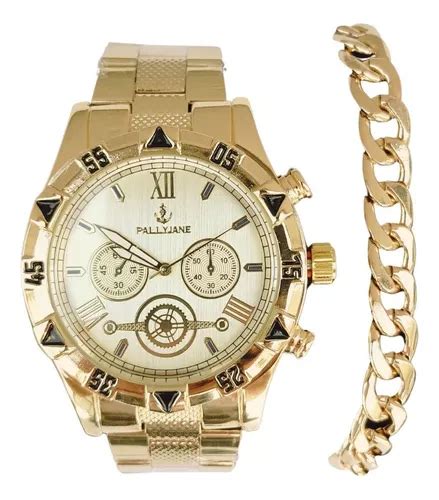 Reloj Dorado Para Hombre Con Pulsera Dorada De Lujo Bisel De Color Oro