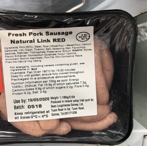 Loughnanes Fresh Pork Loose Sausages 2 5lb 1 135kg Kearney Meats