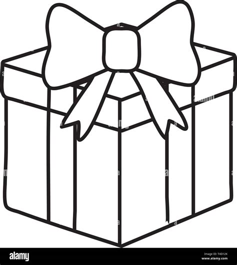 Icono de la caja de regalo de caricatura en blanco y negro ilustración