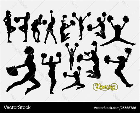 Cheerleader sport girl jumping silhouette Vector Image