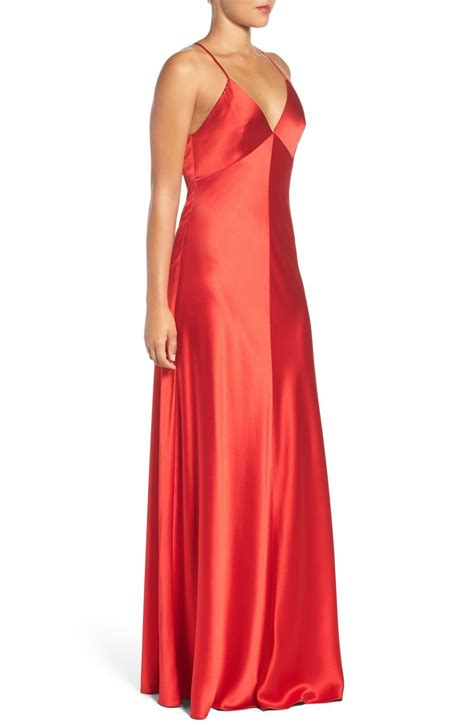 Jill Jill Stuart Deep V Satin Slip Gown Satin Slip Gowns Silk