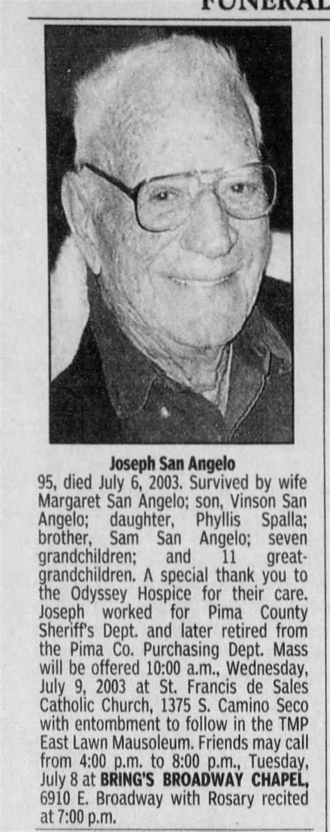 Obituary For Joseph San Angelo Aged 95 ™