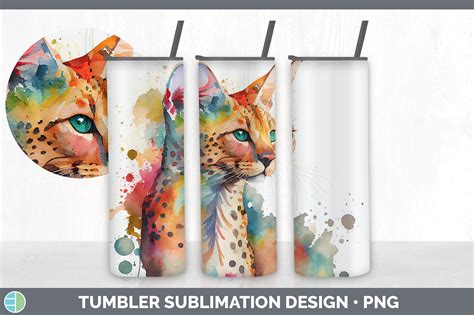Rainbow Savannah Cat Tumbler Sublimation Bundle By Enliven Designs
