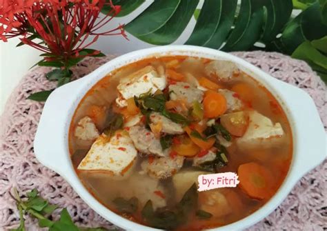 Resep Sop Bakso Udang Tahu Dengan Cita Rasa Tom Yum Oleh Fitri Nyimas