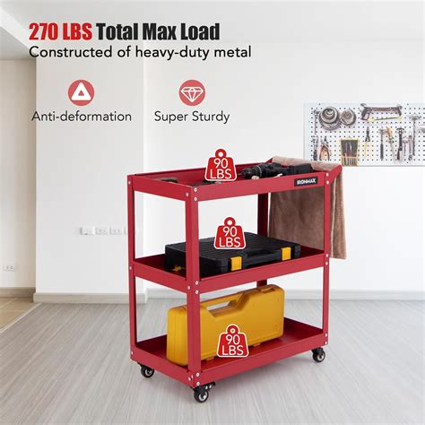 3 Tier Utility Cart Heavy Duty Commercial Service Tool Cart W 3