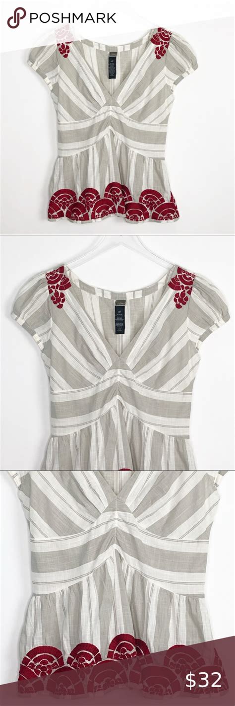 Anthropologie Lithe Peplum Embroidered Top Embroidered Top Clothes